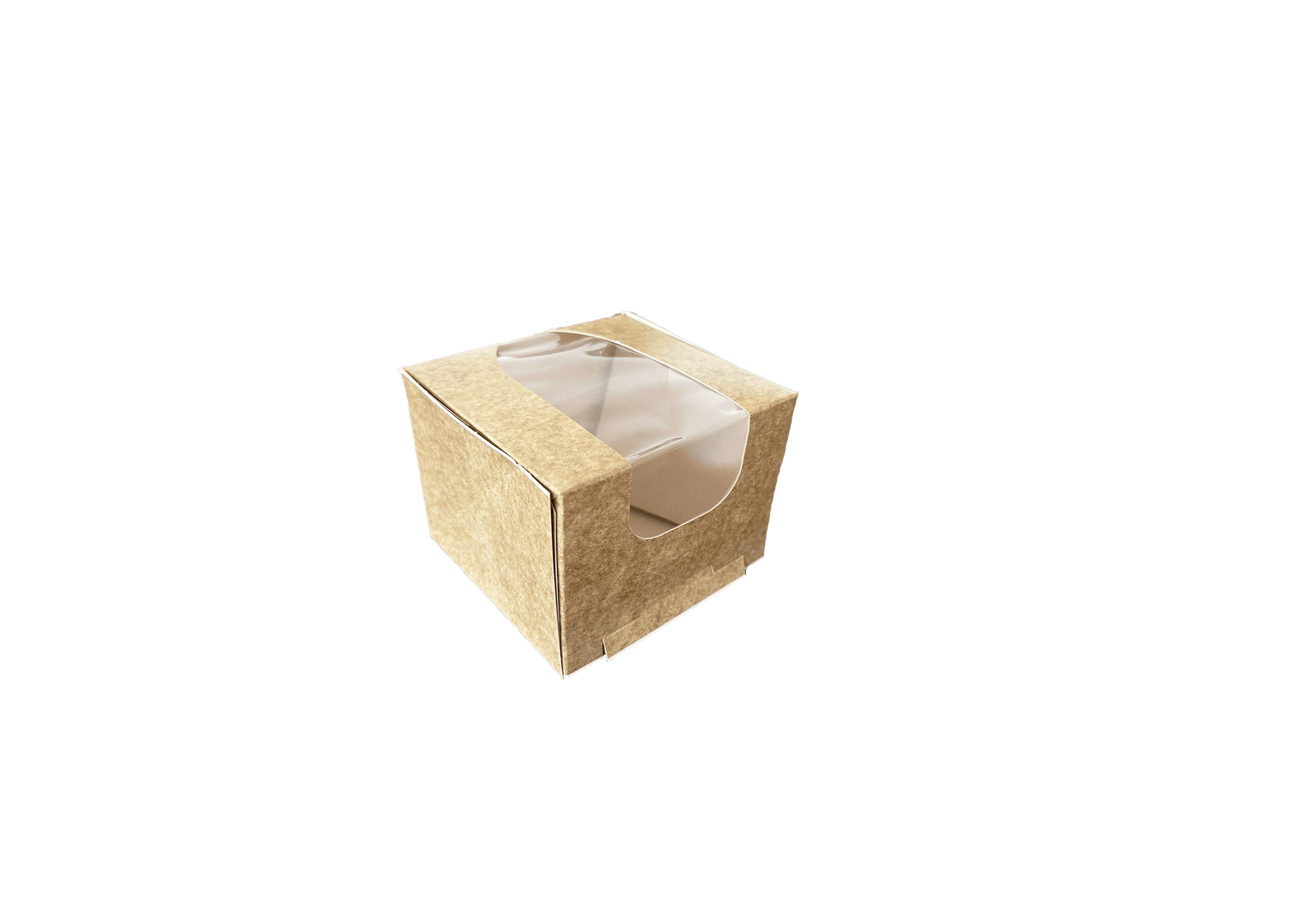 Cutii carton natur cu fereastra pentru prajituri 10 x 10 x H 8 cm, 50 buc/set