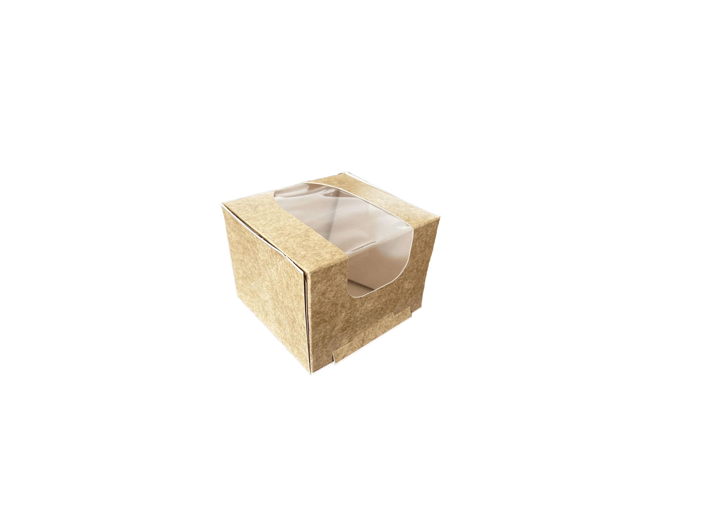 Cutii carton natur cu fereastra pentru prajituri 10 x 10 x H 8 cm, 50 buc/set