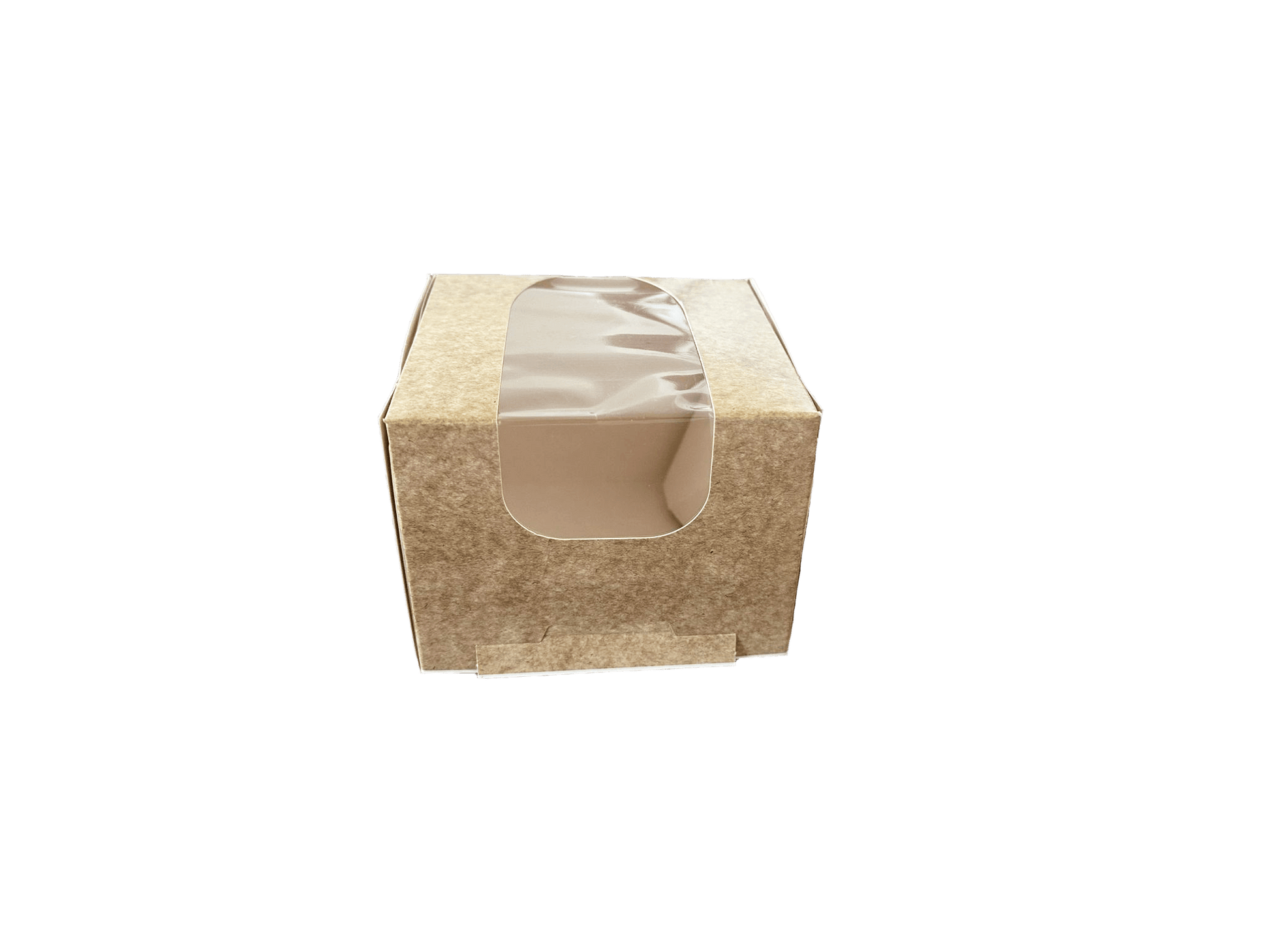 Cutii carton natur cu fereastra pentru prajituri 10 x 10 x H 8 cm, 50 buc/set