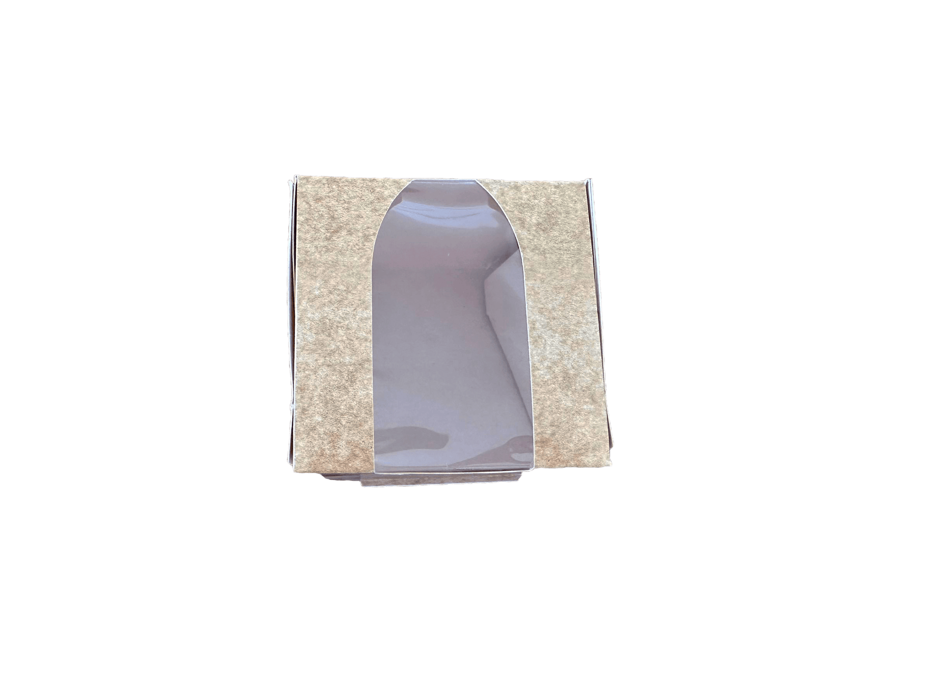 Cutii carton natur cu fereastra pentru prajituri 10 x 10 x H 8 cm, 50 buc/set