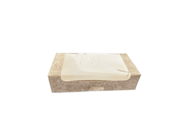Cutii carton natur cu fereastra pentru prajituri 20 x 10,5 x H 5 cm, 50 buc/set