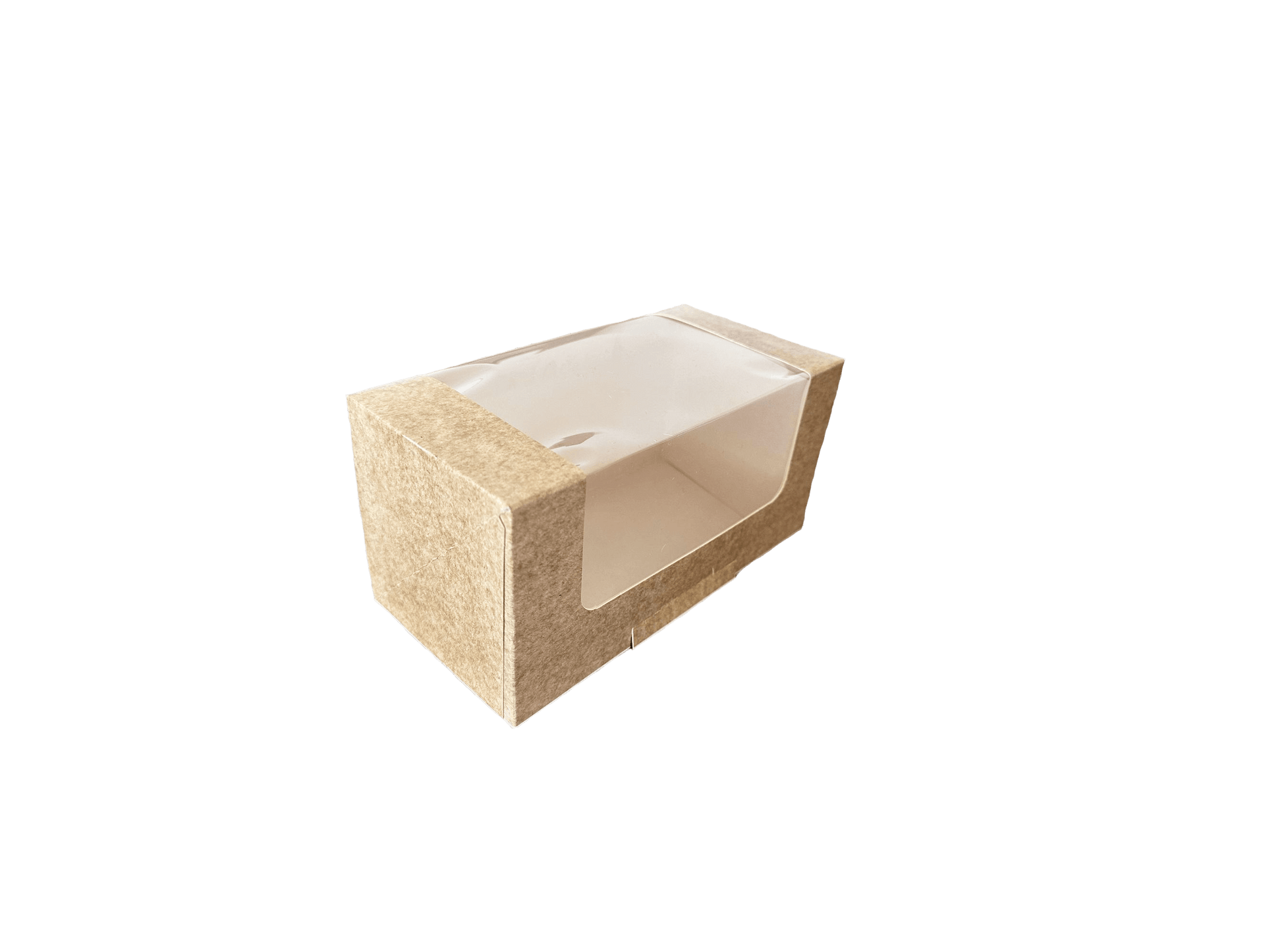 Cutii carton natur cu fereastra pentru prajituri 19 x 10 x H 10 cm, 50 buc/set