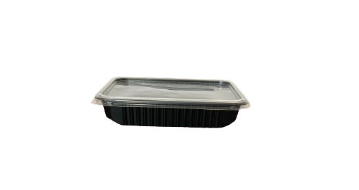 Caserole negre cu capac transparent inclus, 500 ml, 17.3 x 12.9 x 3.4 cm, 50 buc/set