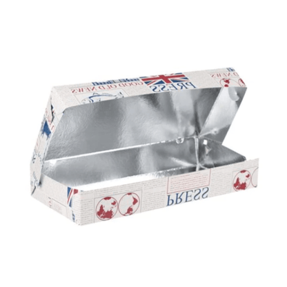 Cutii grill carton cu aluminiu Fish and chips, 31 x 15,5 x 5 cm, 10 kg/set