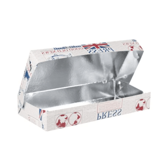 Cutii grill carton cu aluminiu Fish and chips, 31 x 15,5 x 5 cm, 10 kg/set