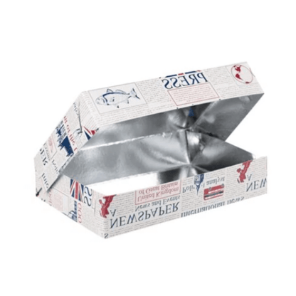 Cutii grill carton cu aluminiu la interior Fish and chips, 23,5 x 15,5 x 5 cm, 10 kg/set