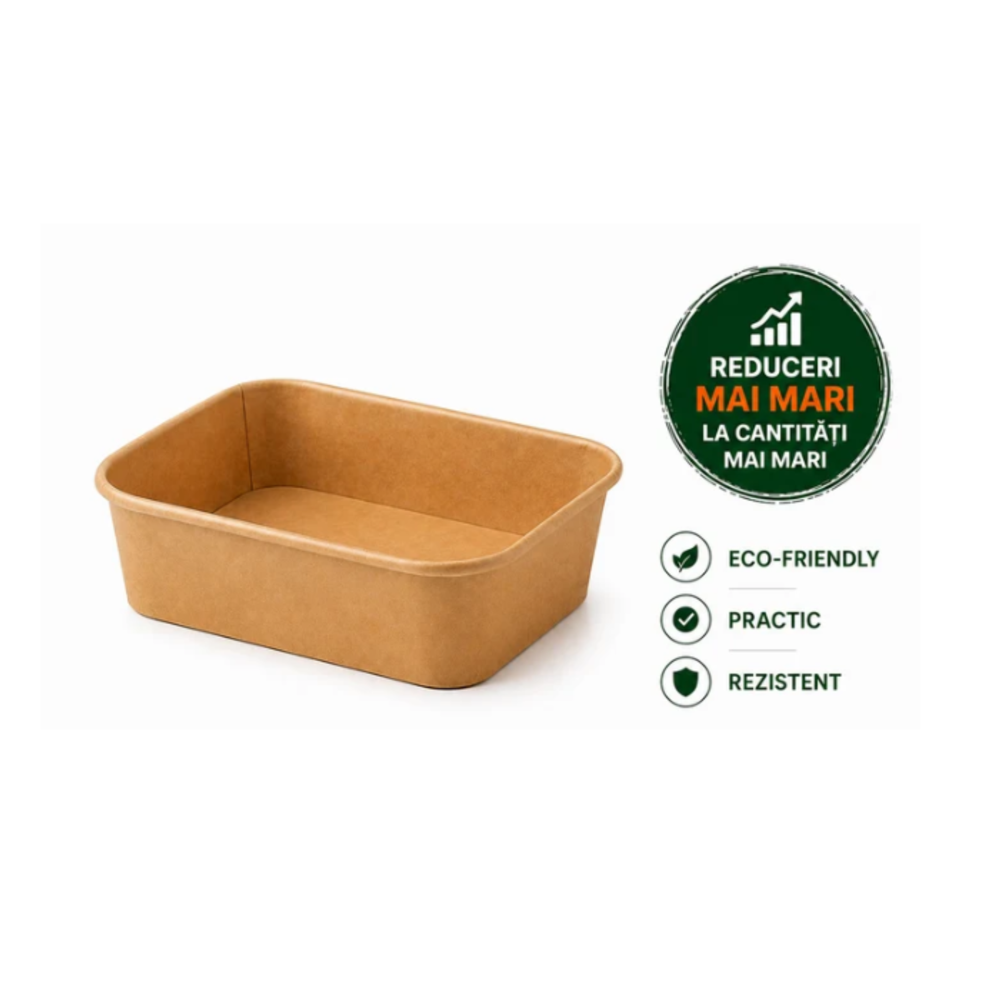 Bol carton rectangular kraft catering 168 x 122 x 59 mm, 750 ml, 50 buc/set