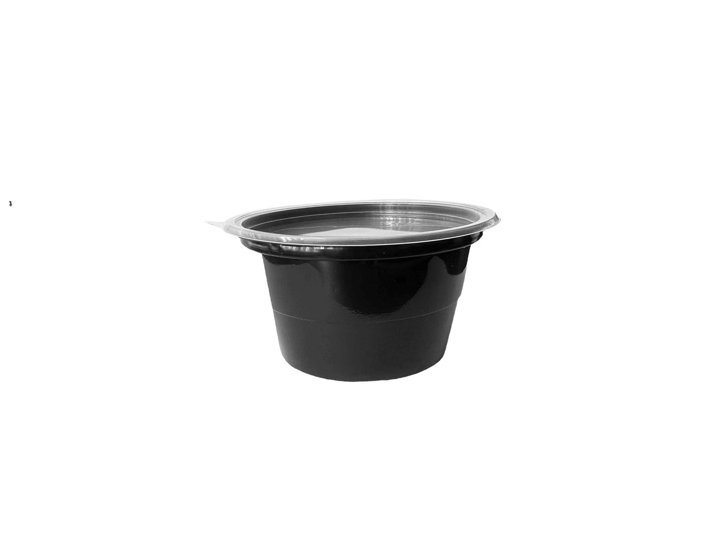 Bol supa negru din PP 680 ml, cu capac transparent 50 buc/set d