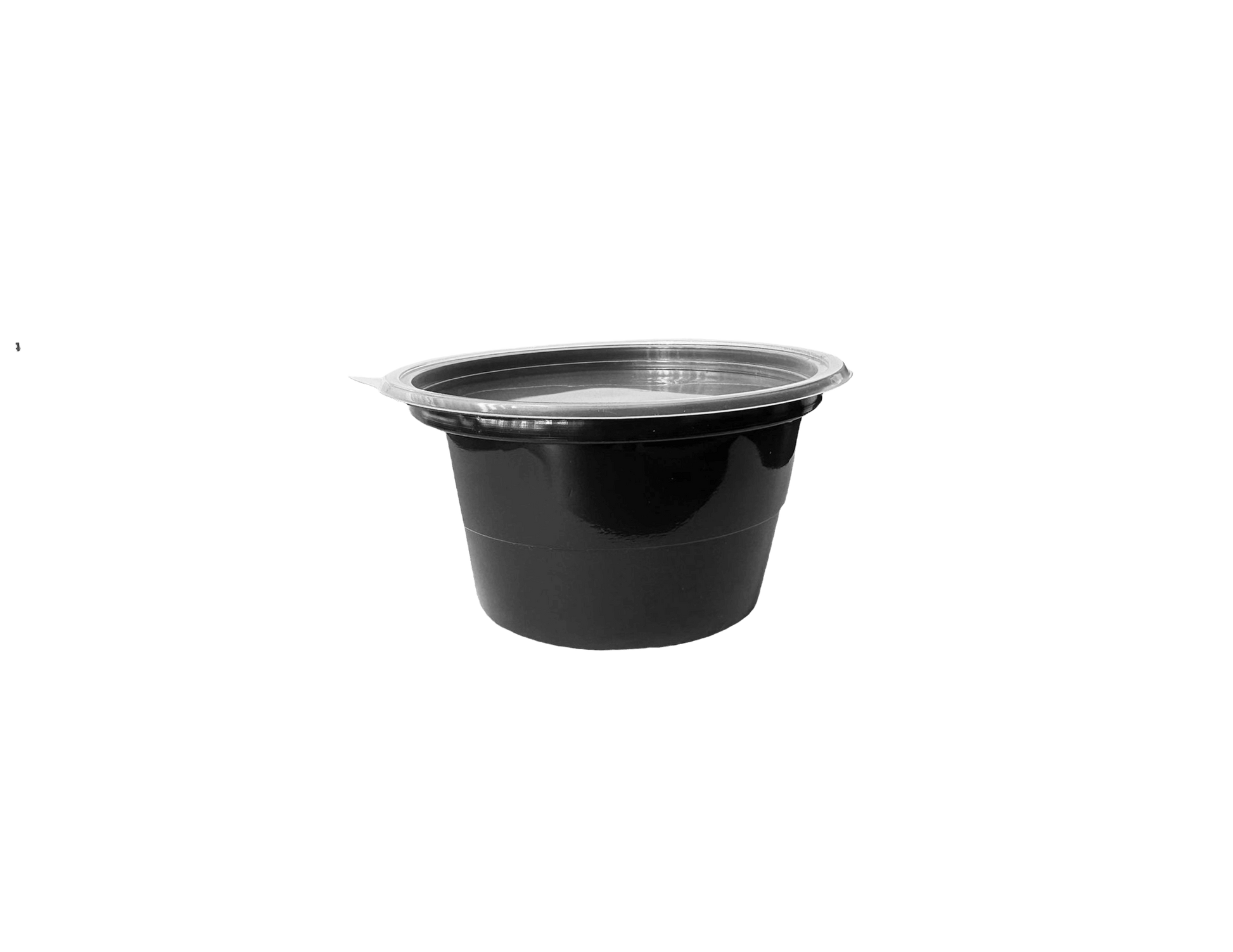 Bol supa negru din PP 680 ml, cu capac transparent 50 buc/set d