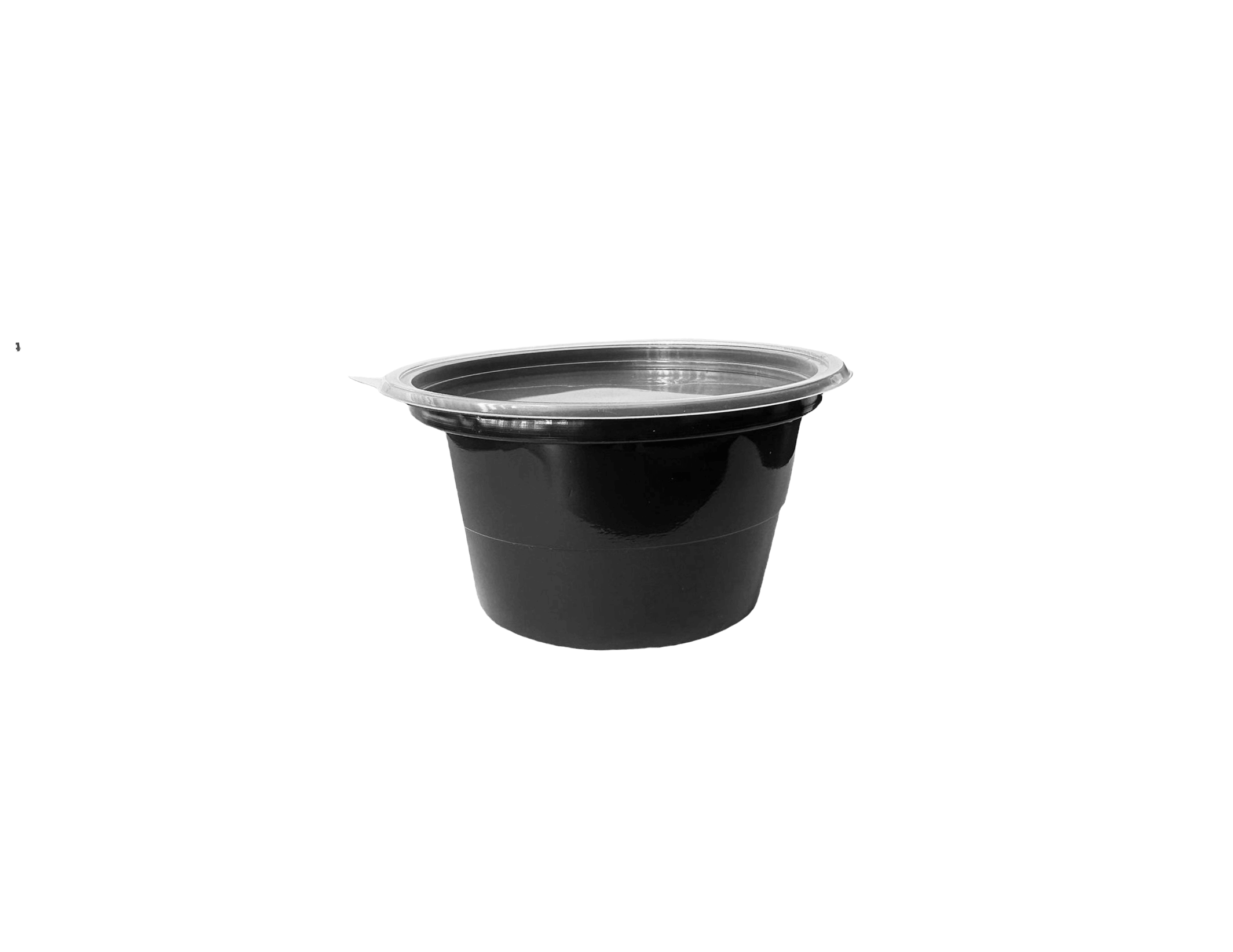 Bol supa negru din PP 680 ml, cu capac transparent 50 buc/set d