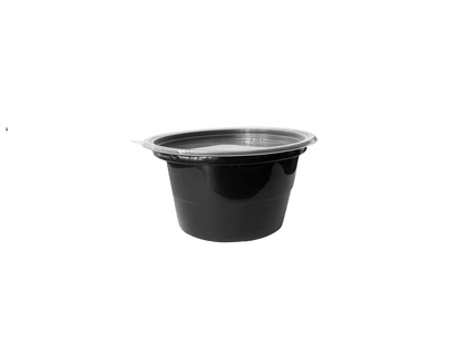 Bol supa negru din PP 680 ml, cu capac transparent 50 buc/set d