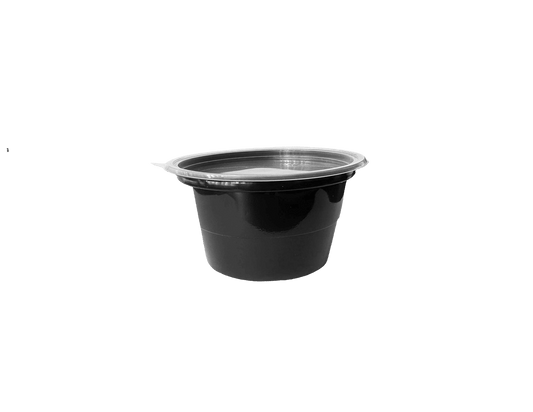 Bol supa negru din PP 680 ml, cu capac transparent 50 buc/set d