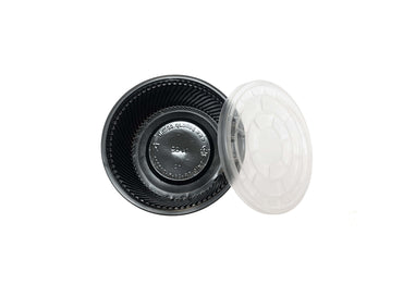 Bol supa negru din PP cu capac transparent inclus, 350 ml, 100 buc/set b