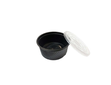 Bol supa negru din PP cu capac transparent inclus, 500 ml, 100 buc/set b