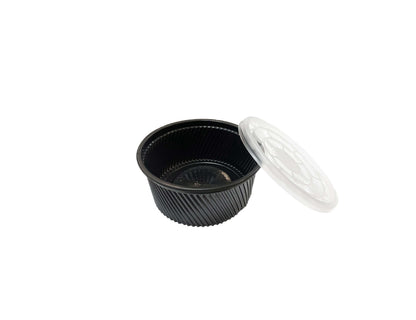 Bol supa negru din PP cu capac transparent inclus, 500 ml, 100 buc/set b