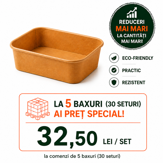 Boluri carton rectangulare kraft catering la bax