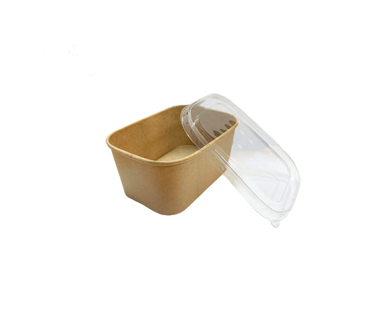 Capac PET bol carton rectangular catering 580/750/1000 ml, transparent, 50 buc/set
