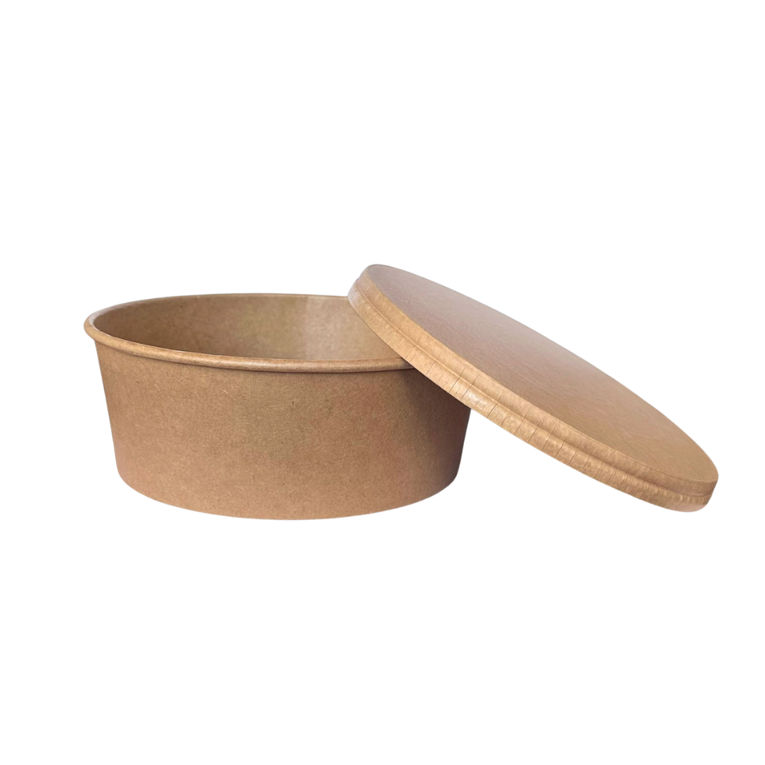 Capace carton kraft pentru caserole de salata, 38 oz, 50 buc/set cu caserola salata