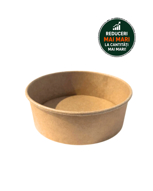 Caserole carton kraft rotunde pentru salata, 38 oz (1.125 ml), 50 buc/set