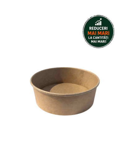 Caserole carton kraft rotunde pentru salata, 550 ml, 50 buc/set
