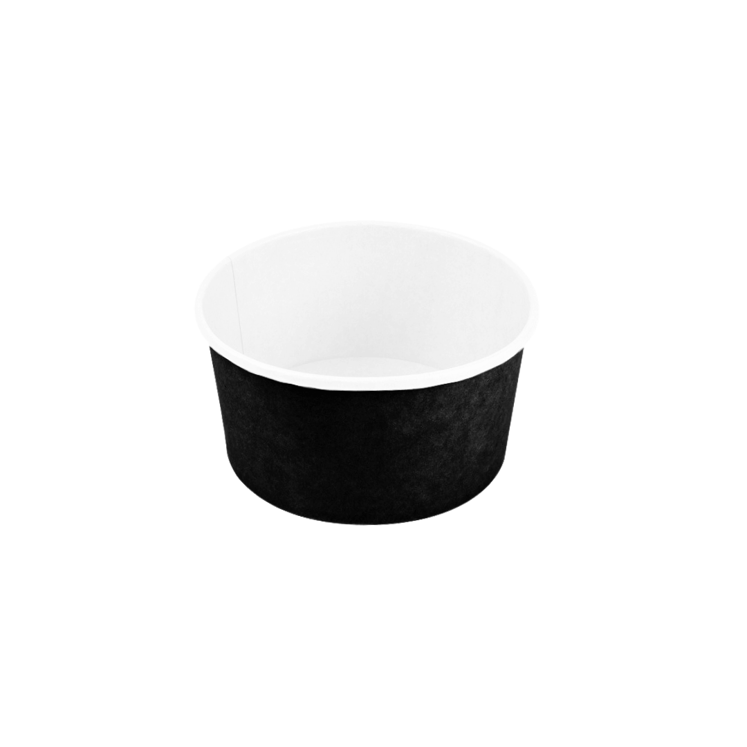 Caserole carton negre rotunde pentru salata, 750 ml, 50 buc/set
