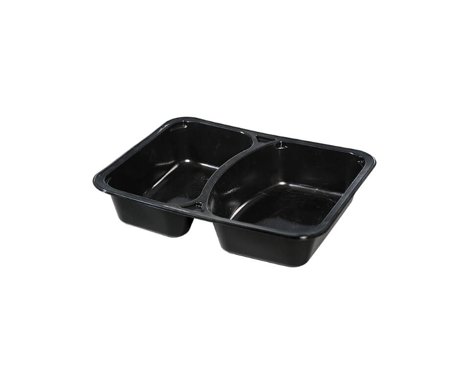 Caserole negre TERMO din PP, 2 compartimente, 227 x 178 x H 40 mm, 50 buc/set