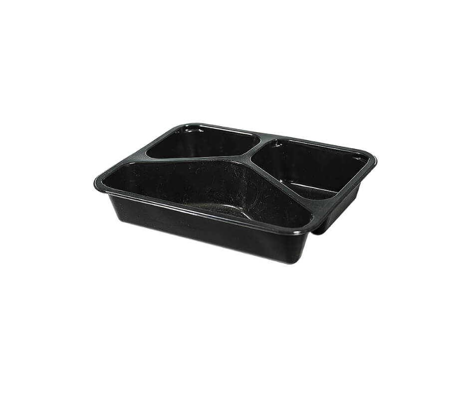 Caserole negre TERMO din PP, 3 compartimente