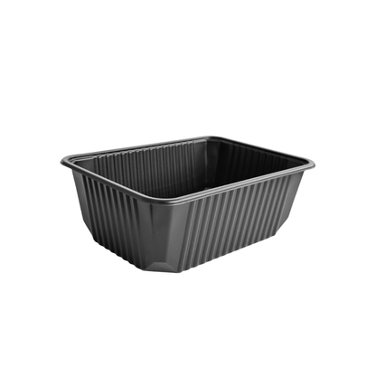 Caserole negre cu capac transparent inclus, 1000 ml, 17.3 x 12.9 x 6.4 cm, 50 buc/set