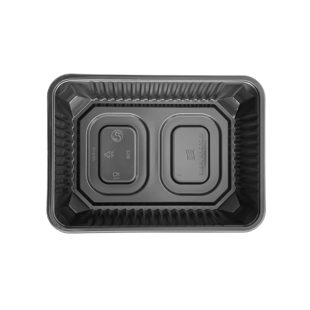 Caserole negre cu capac transparent inclus, 500 ml, 17.3 x 12.9 x 3.4 cm, 50 buc/set