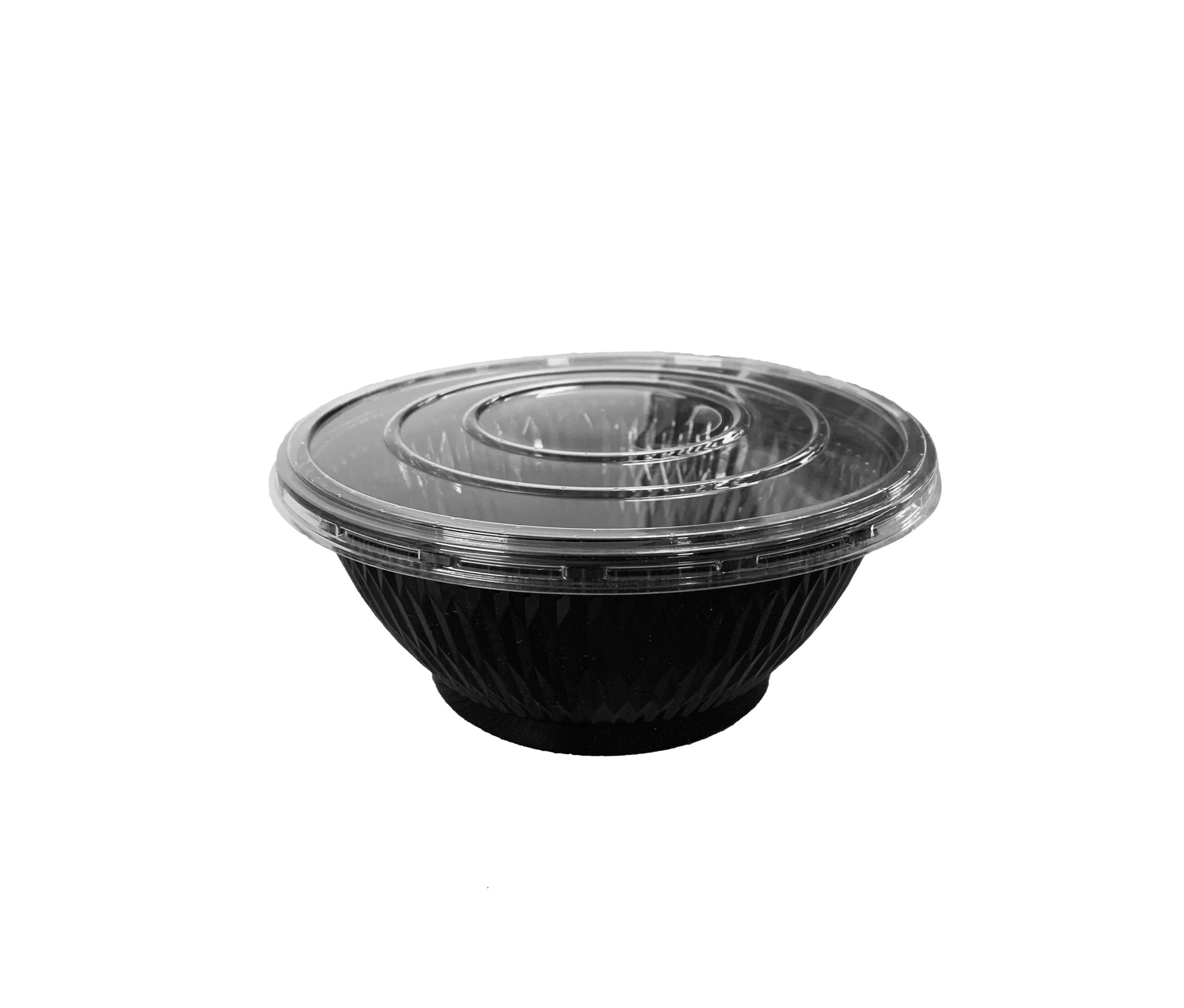 Caserole plastic negre pentru salata 500 ml cu capac transparent, 100 buc/set