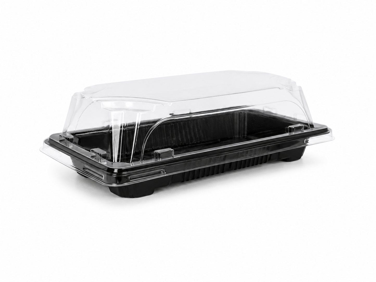 Caserole sushi negre MARI cu capac transparent, 216 x 136 x H 20 mm, 50 buc/set