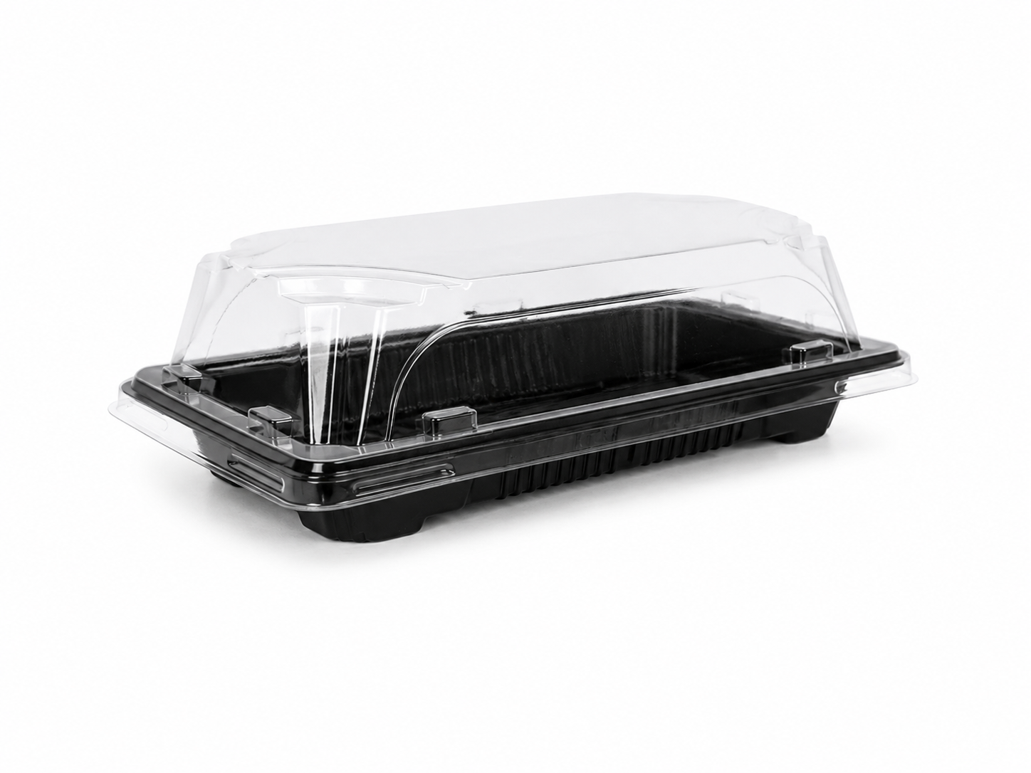Caserole sushi negre MARI cu capac transparent, 216 x 136 x H 20 mm, 50 buc/set