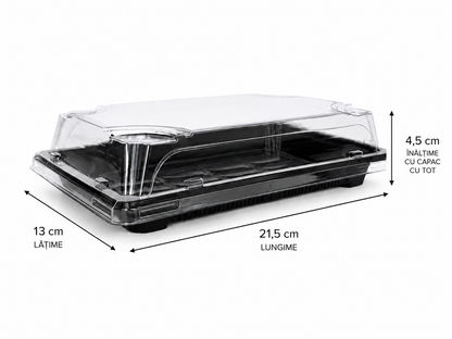 Caserole sushi negre MARI cu capac transparent