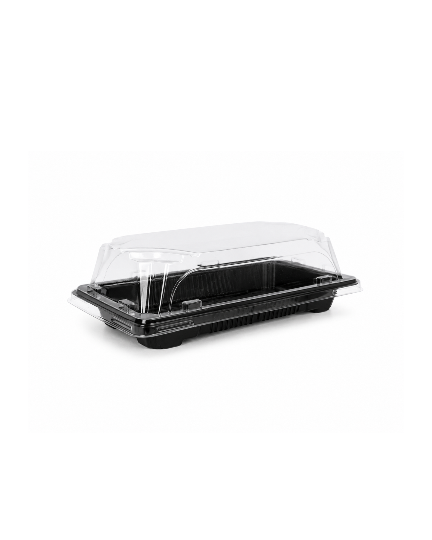 Caserole sushi negre MICI cu capac transparent, 162 x 97 x H 45 mm, 50 buc/set din plastic pp
