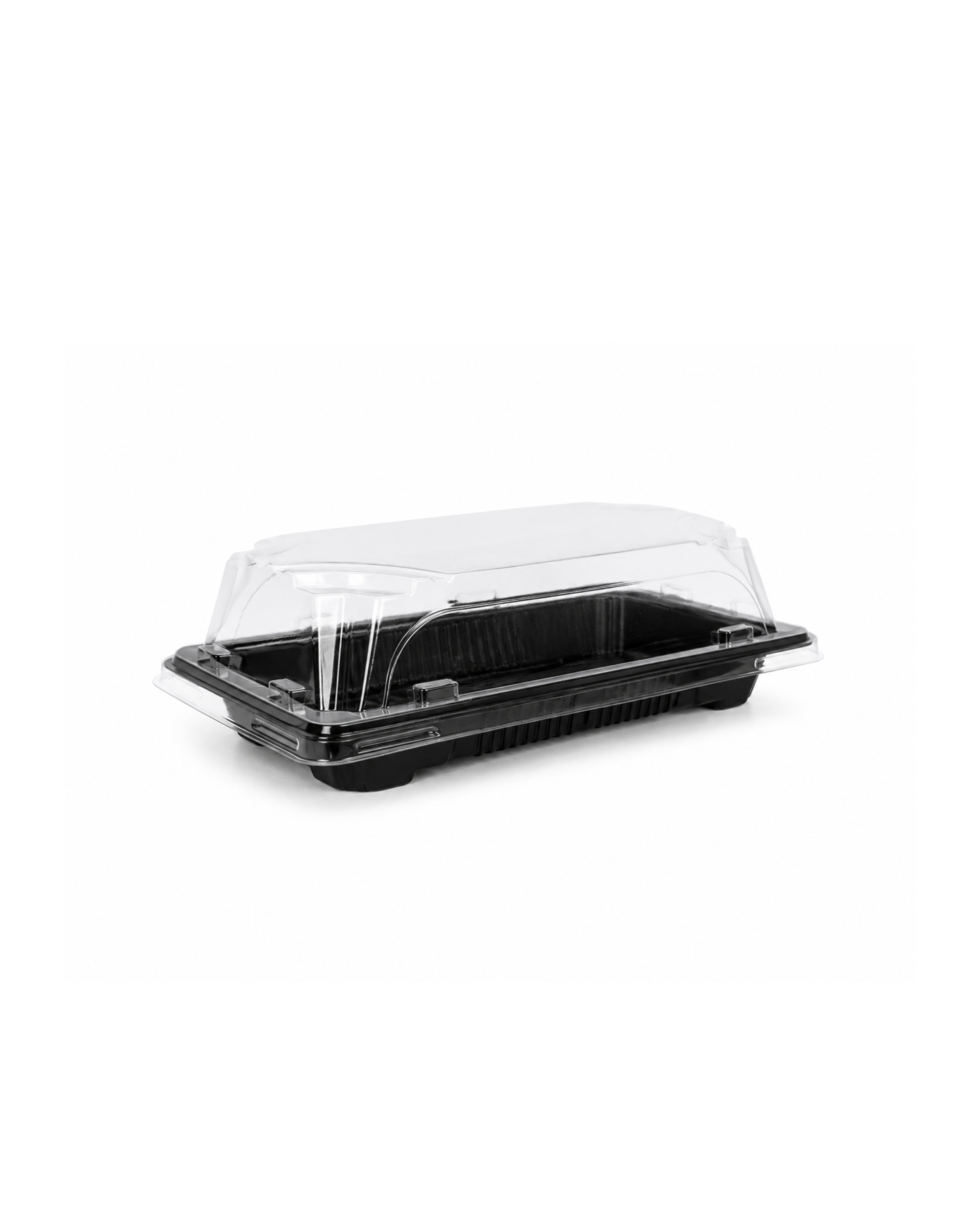 Caserole sushi negre MICI cu capac transparent, 162 x 97 x H 45 mm, 50 buc/set din plastic pp