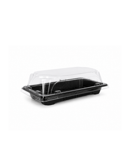 Caserole sushi negre MICI cu capac transparent, 162 x 97 x H 45 mm, 50 buc/set din plastic pp