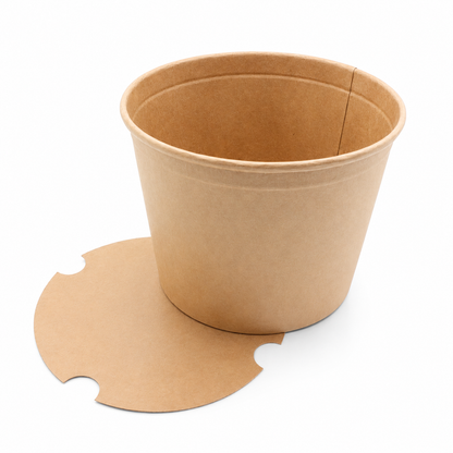Galetusa / bucket din carton natur, 60 oz (aprox. 1700 gr), capac inclus, 50 buc/set