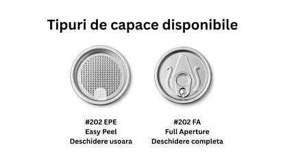 Doza PET transparenta #211, diam 68 mm, 250 ml, capac aluminiu separat, 200 buc/set