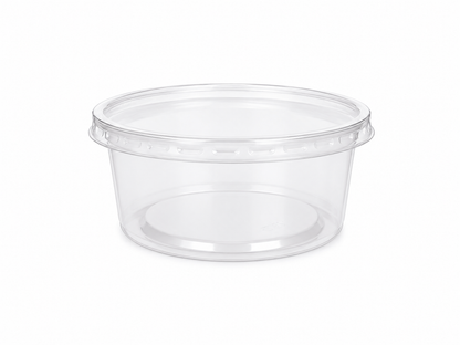 Cupe rotunde transparente PP, 200 cc, capac inclus, 100 buc/set