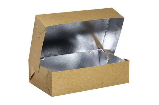 Cutii carton grill cu aluminiu pe interior pentru catering, kraft, 29 x 17 x 8 cm, 10 kg/set