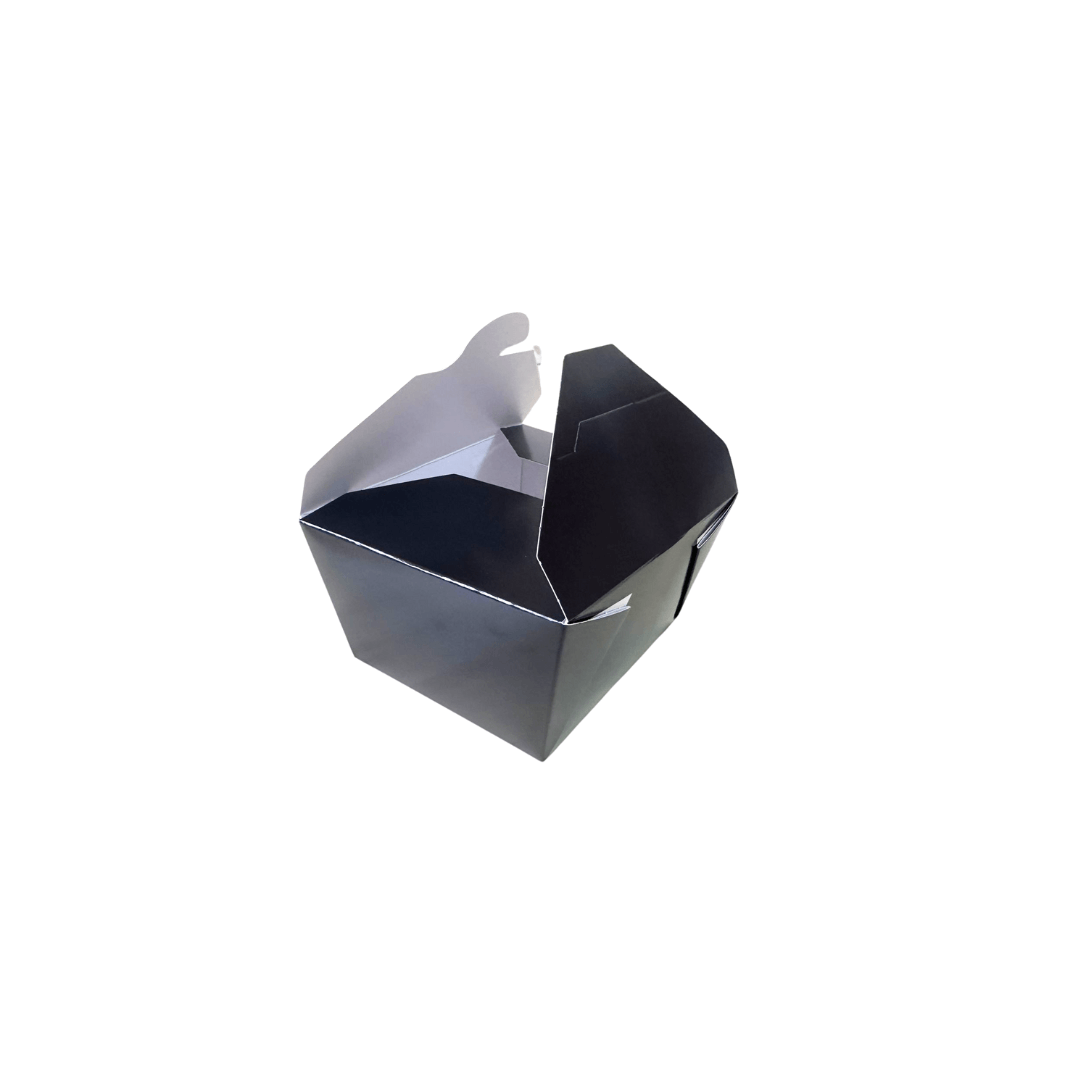 Cutii carton negre meniu catering, 600 ml, 110 x 90 x H65 mm, 50 buc/set
