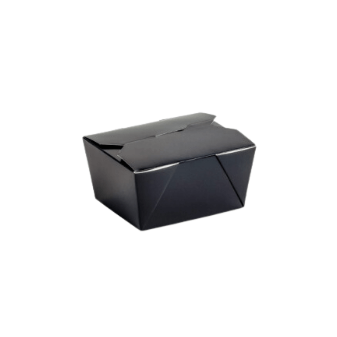 Cutii carton negre meniu catering, 600 ml, 110 x 90 x H65 mm, 50 buc/set
