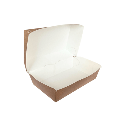 Cutie carton kraft 2 in 1, burger si cartofi cu capac atasat