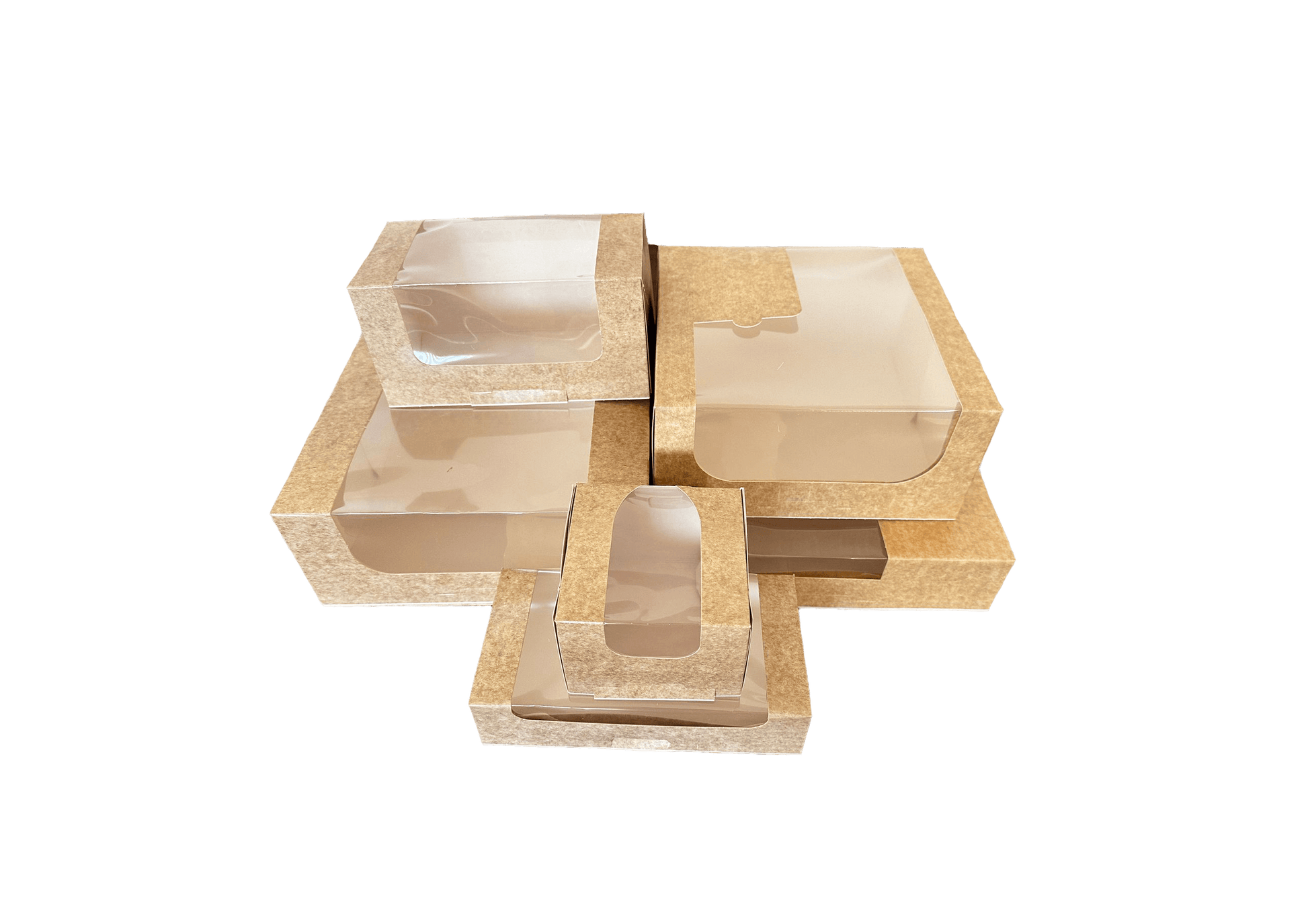 Cutii carton natur cu fereastra pentru prajituri 