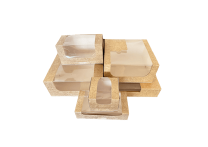 Cutii carton natur cu fereastra pentru prajituri 