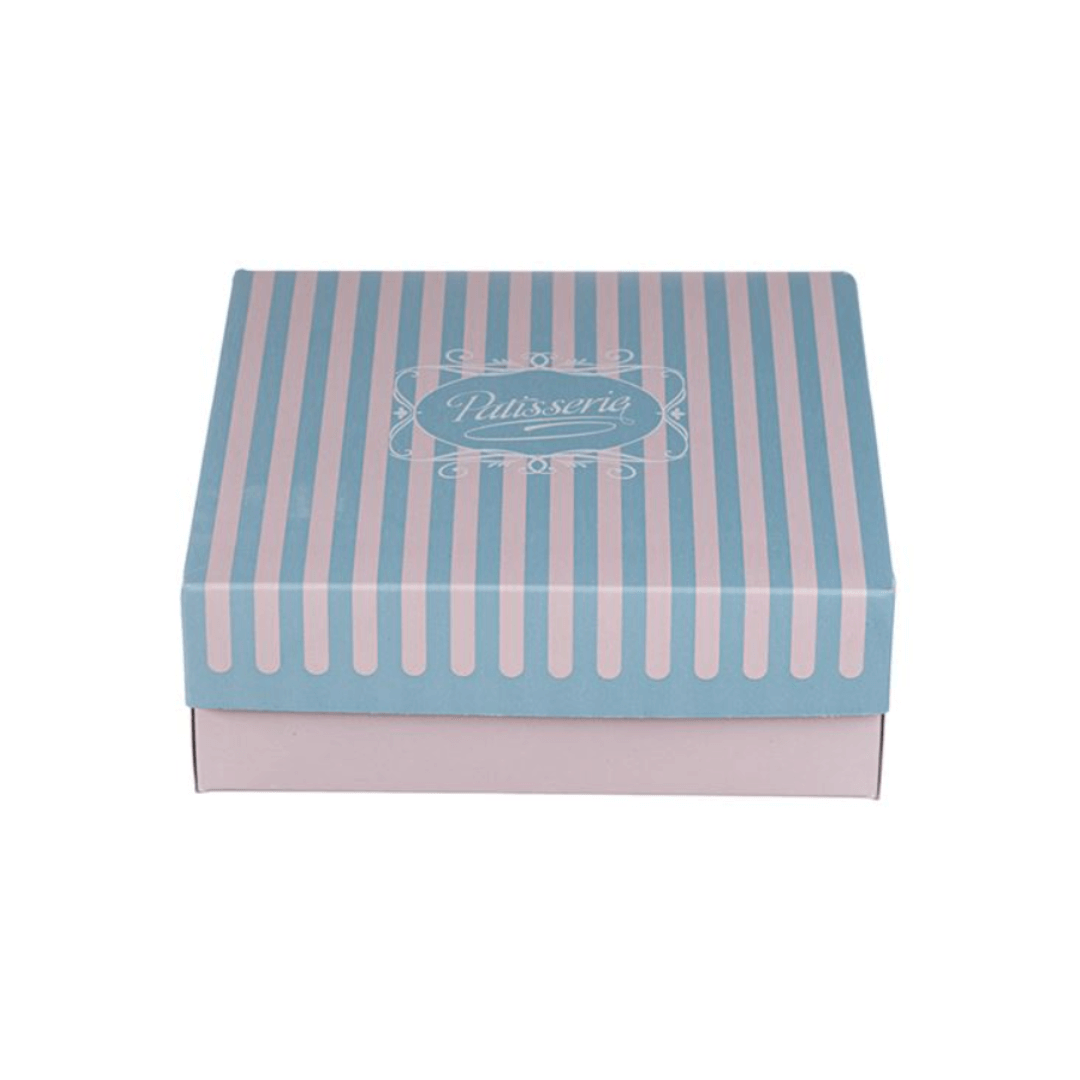 Cutii carton prajituri cu aluminiu la interior 22 x 21,5 x H 8 cm, 10 kg/set