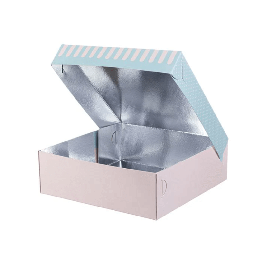 Cutii carton prajituri cu aluminiu la interior 25 x 25 x H 8 cm, 10 kg/set