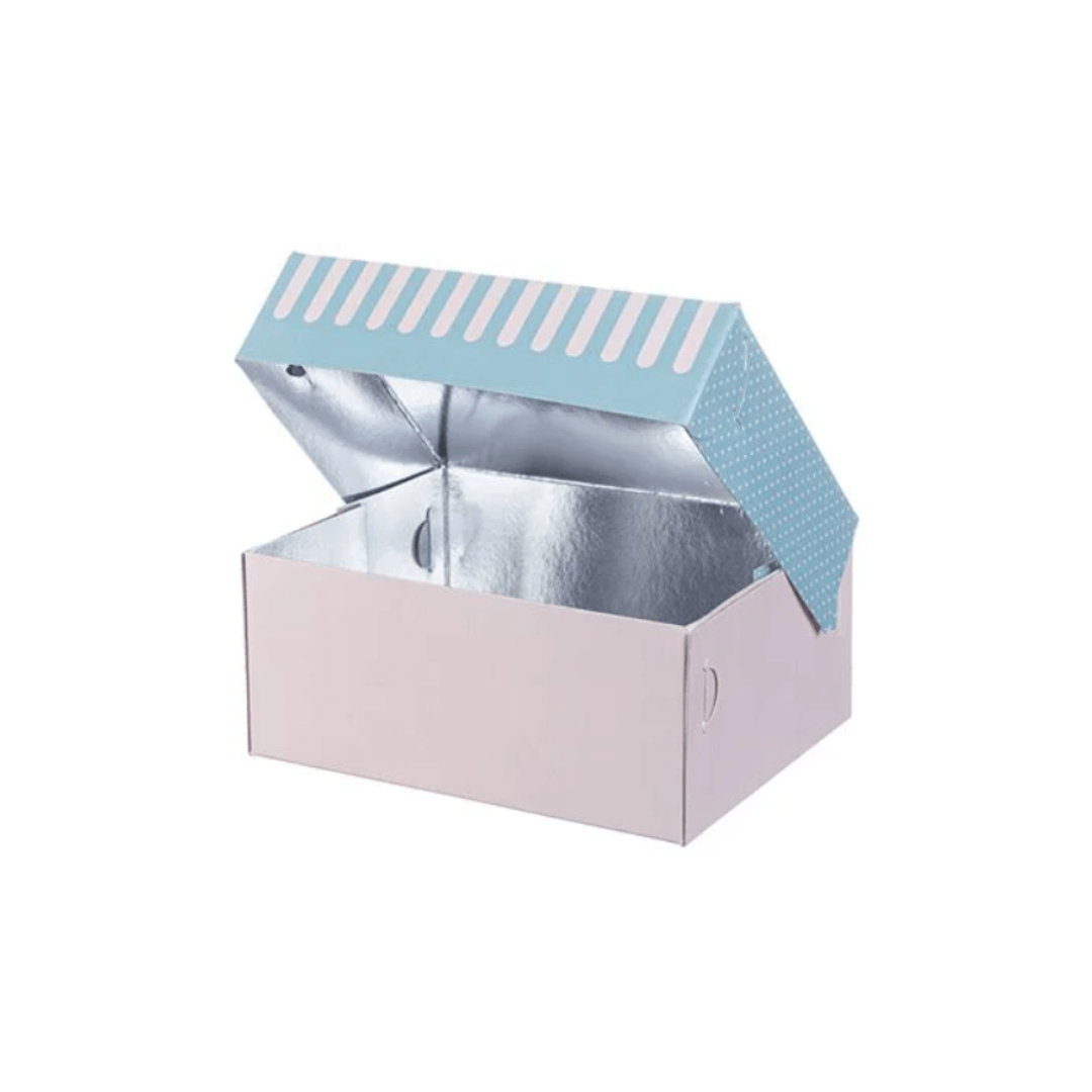 Cutii carton prajituri cu aluminiu la interior 19 x 14,5 x H 8 cm, 10 kg/set