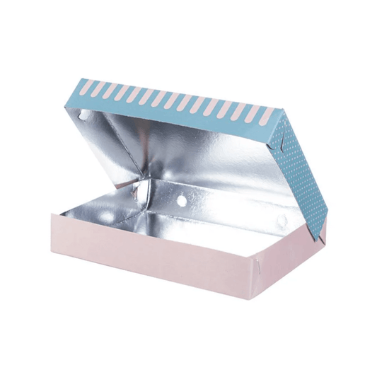Cutii carton prajituri cu aluminiu la interior 25 x 19 x H 4,5 cm, 10 kg/set