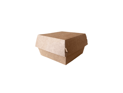 Cutii carton kraft medii GROASE pentru hamburger cu capac atasat